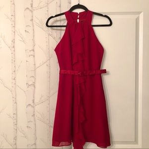 Jacob Red Belted Halter Dress